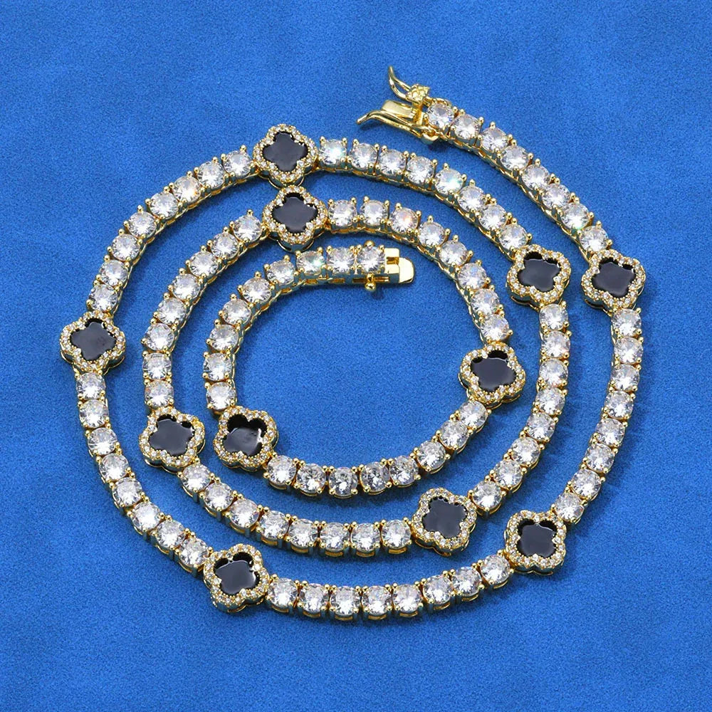 Custom S925 Silver 4mm Clover Tennis Chain | Women's Rapper Iced Out Chain | Caratix - CaratixJewelry